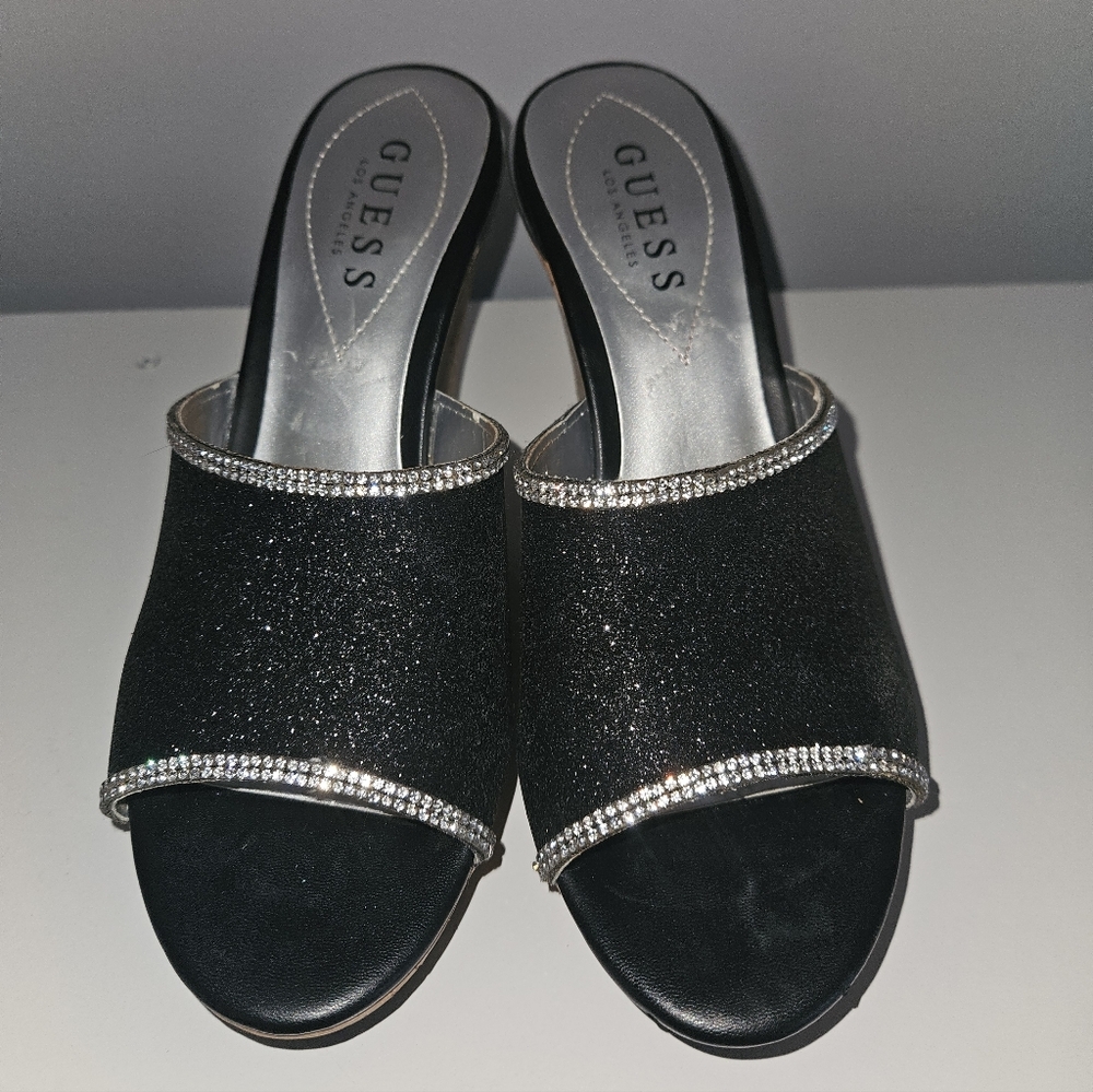 Guess Black & Bling Platform Wedges 🖤 Size 7 - Picture 2 of 9